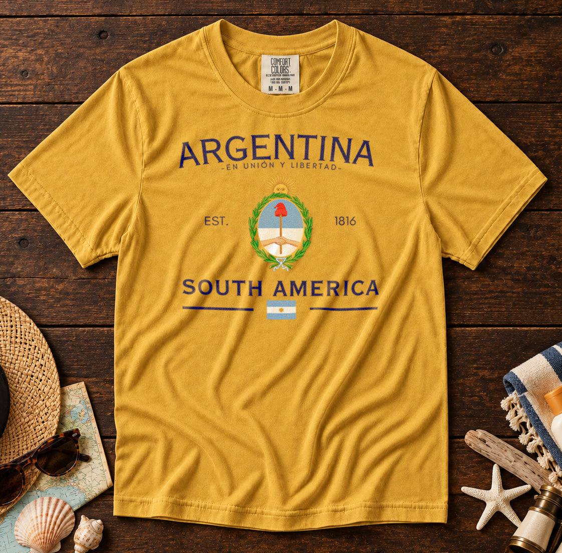 Argentina T-Shirt in Mustard - roamstride graphic tee