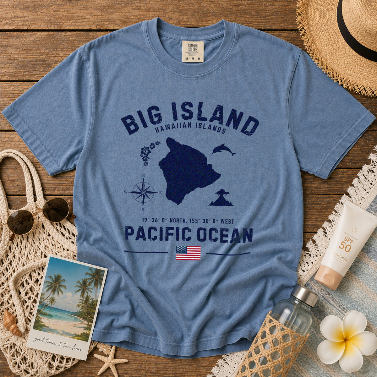 Big Island T-Shirt in Blue Jean - roamstride graphic tee
