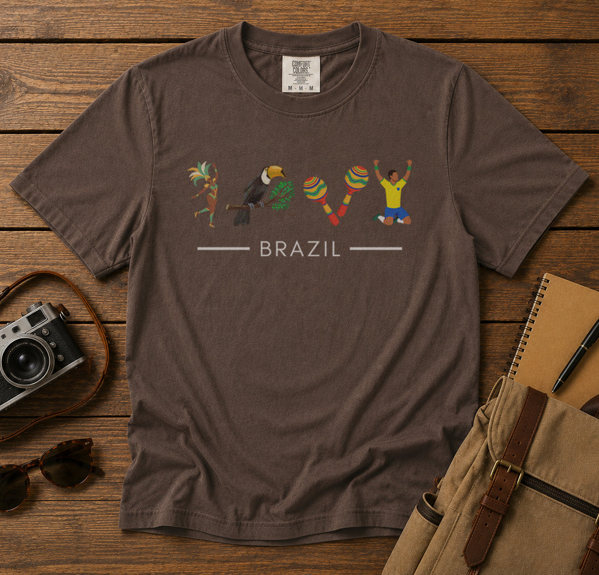 Brazil Carnival Toucan T-Shirt in Espresso - roamstride graphic tee