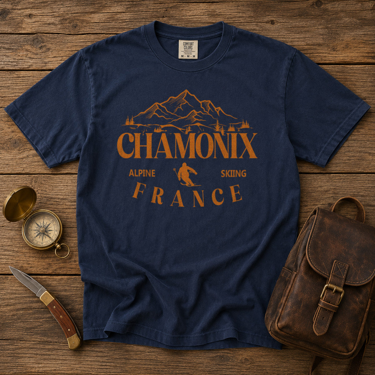 Chamonix French Alps T-Shirt in Navy - roamstride graphic tee