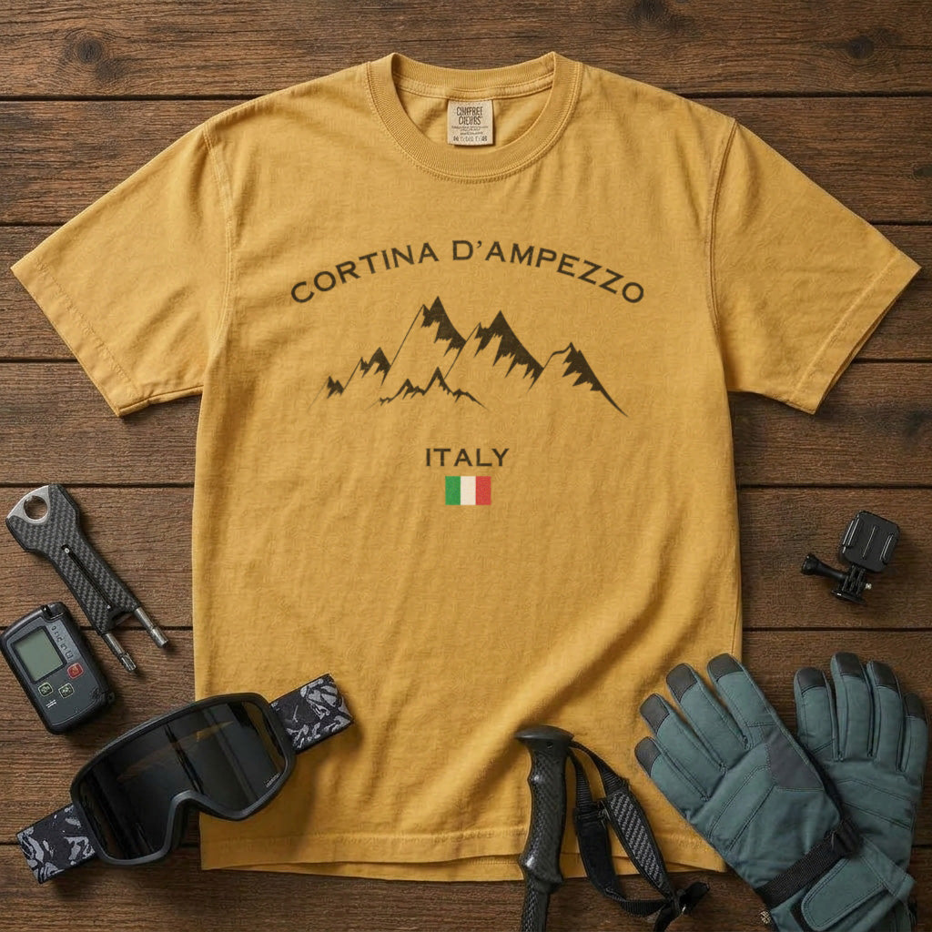 Cortina d’Ampezzo T-Shirt in Mustard - roamstride graphic tee