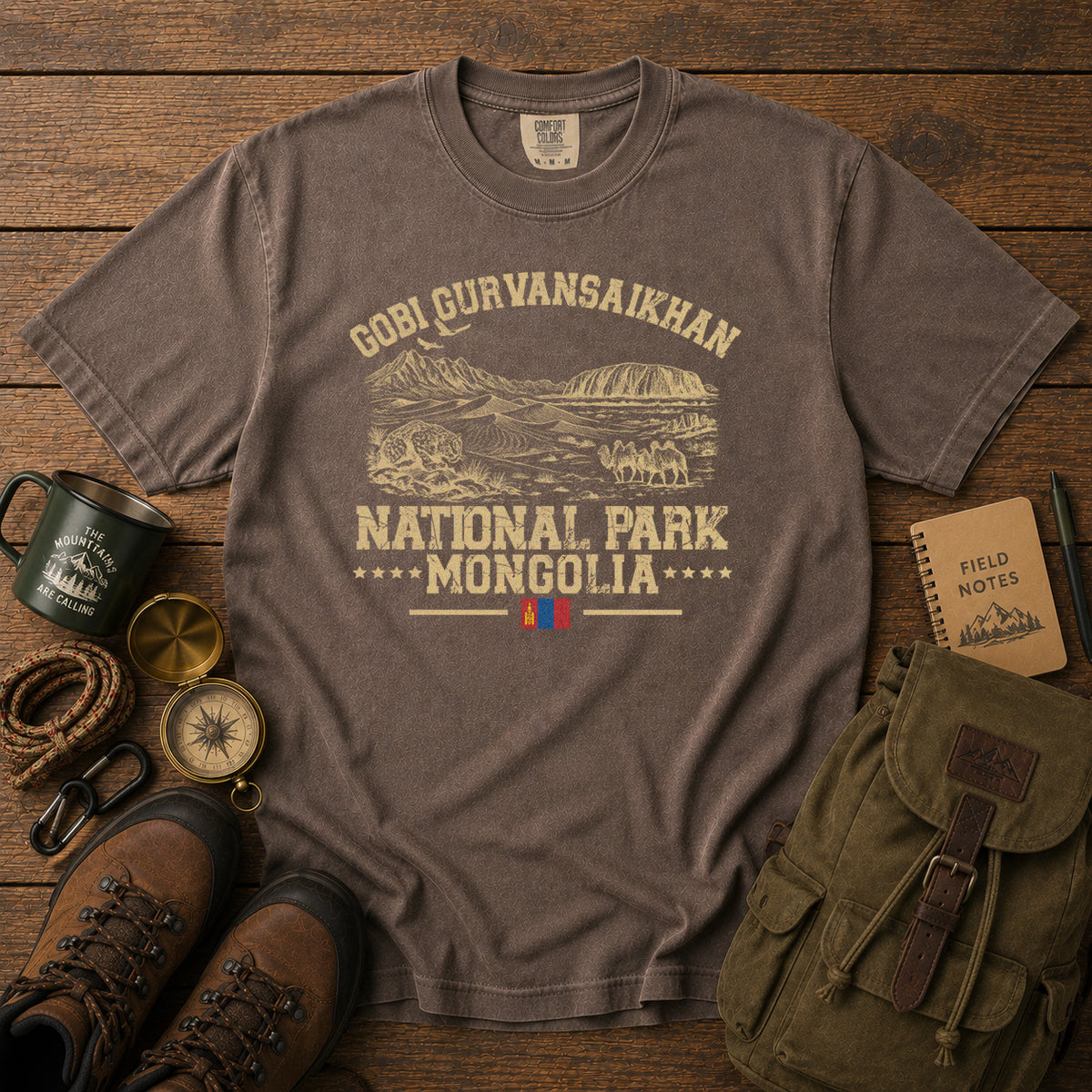 Gobi Gurvansaikhan National Park T-Shirt in Espresso - roamstride graphic tee