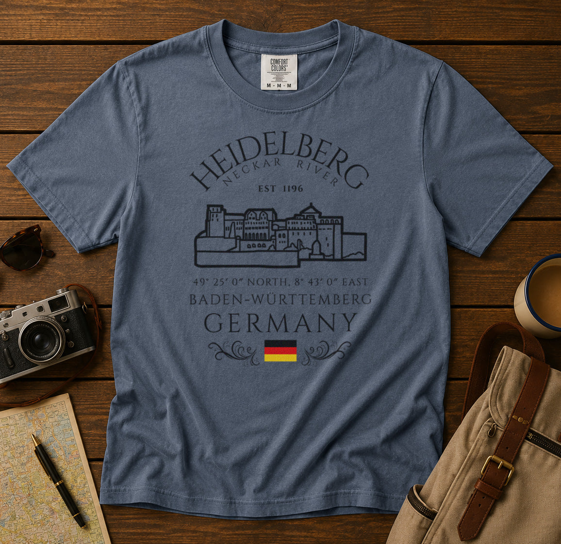 Heidelberg T-Shirt in Blue Jean - roamstride graphic tee