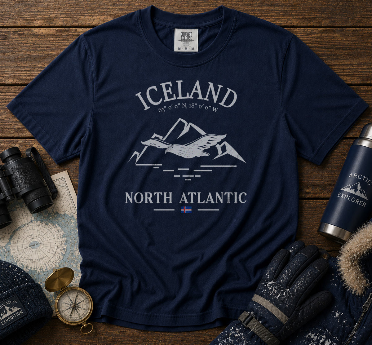 Iceland T-Shirt in Navy - roamstride graphic tee