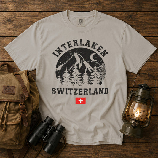 Interlaken Switzerland T-Shirt in Ivory - roamstride graphic tee