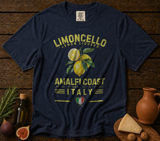 Limoncello Amalfi Coast T-Shirt in Navy - roamstride graphic tee