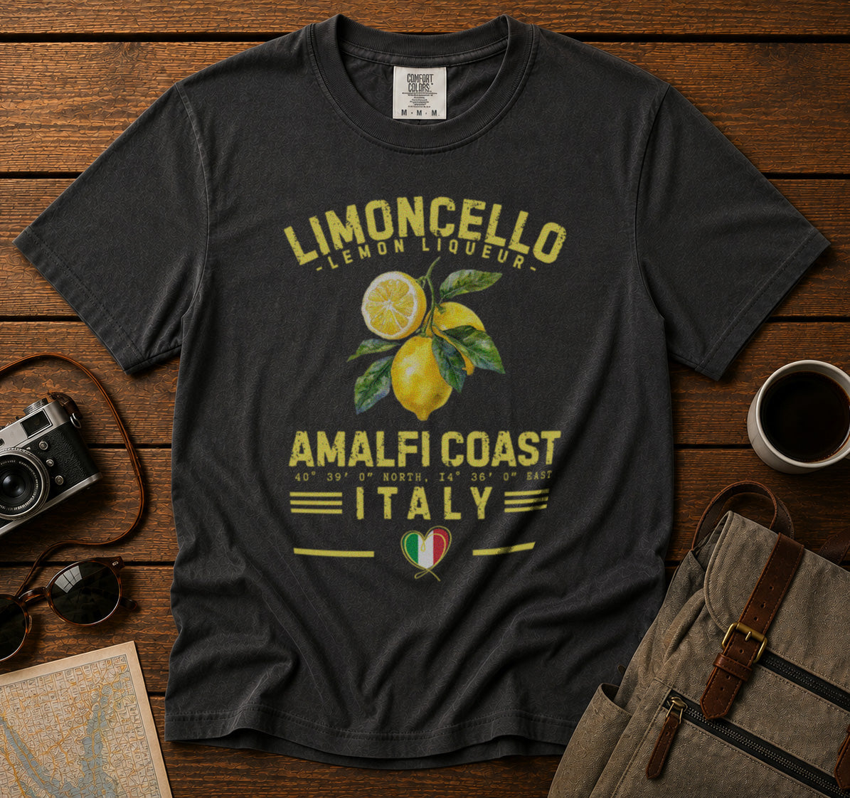 Limoncello Amalfi Coast T-Shirt in Pepper - roamstride graphic tee