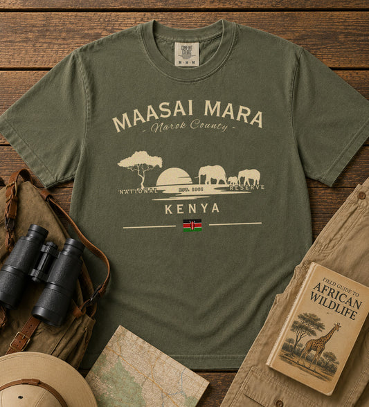 Maasai Mara T-Shirt in Moss - roamstride graphic tee