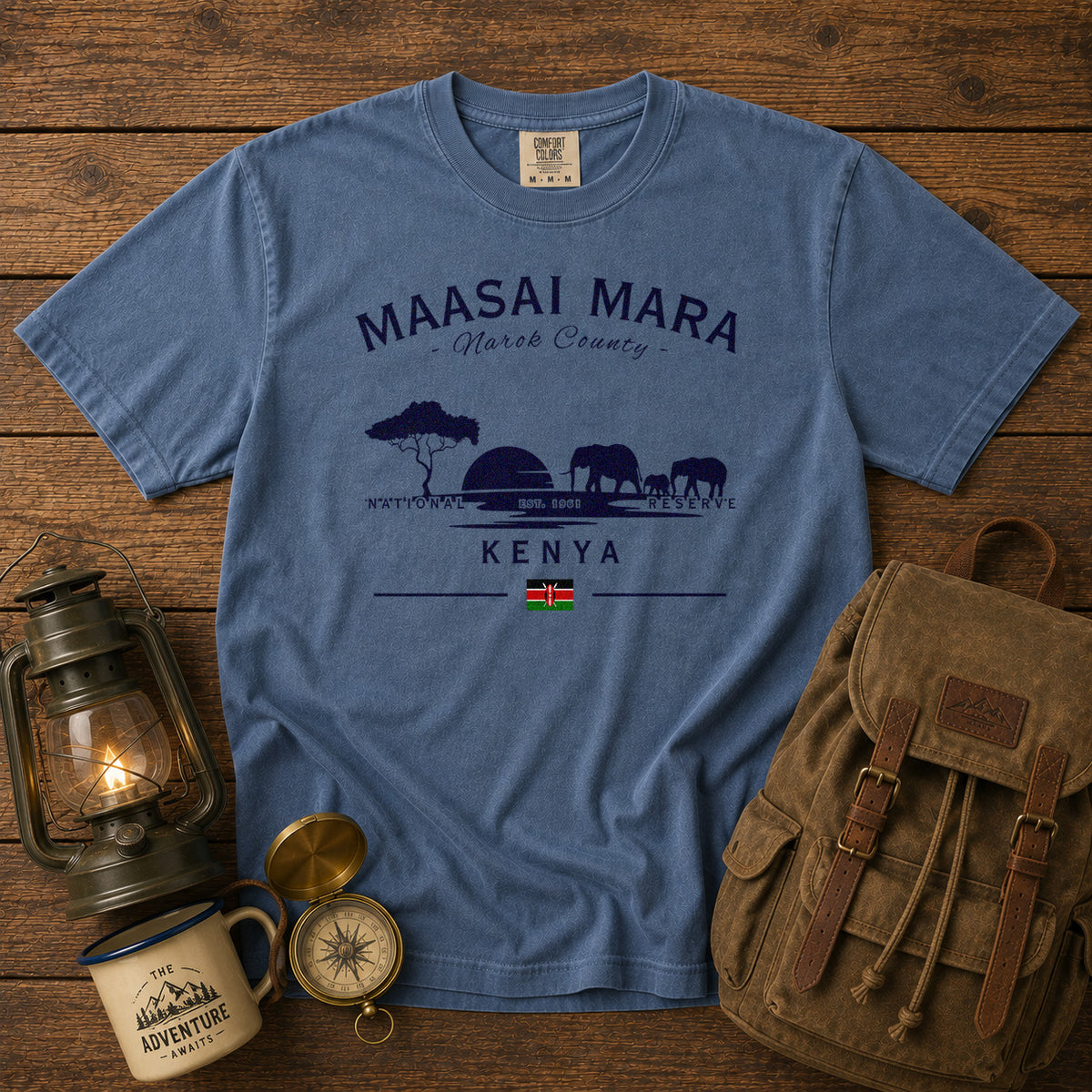 Maasai Mara T-Shirt in Blue Jean - roamstride graphic tee