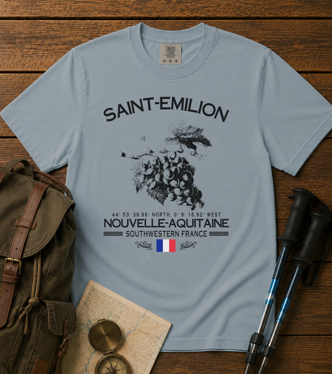 Saint-Émilion T-Shirt in Chambray - roamstride graphic tee