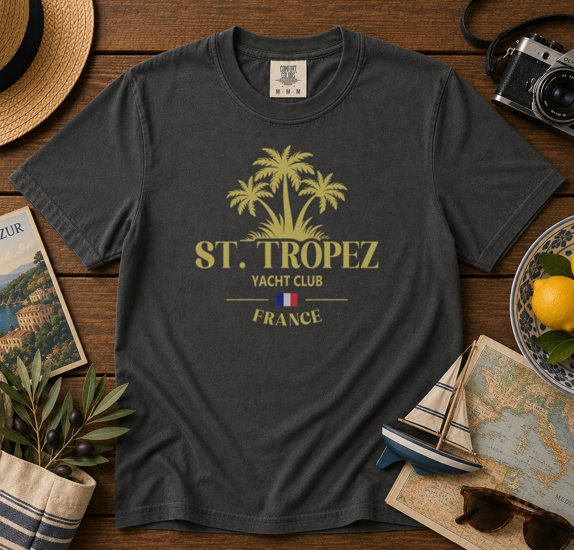 Saint Tropez Yacht Club T-Shirt in Pepper - roamstride graphic tee