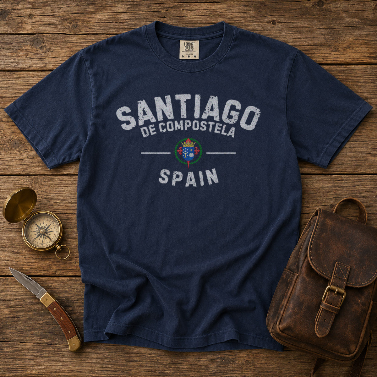 Santiago de Compostela T-Shirt in Navy - roamstride graphic tee