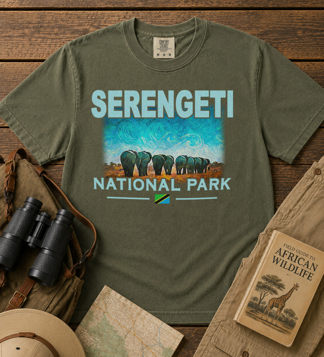 Serengeti National Park T-Shirt in Moss - roamstride graphic tee