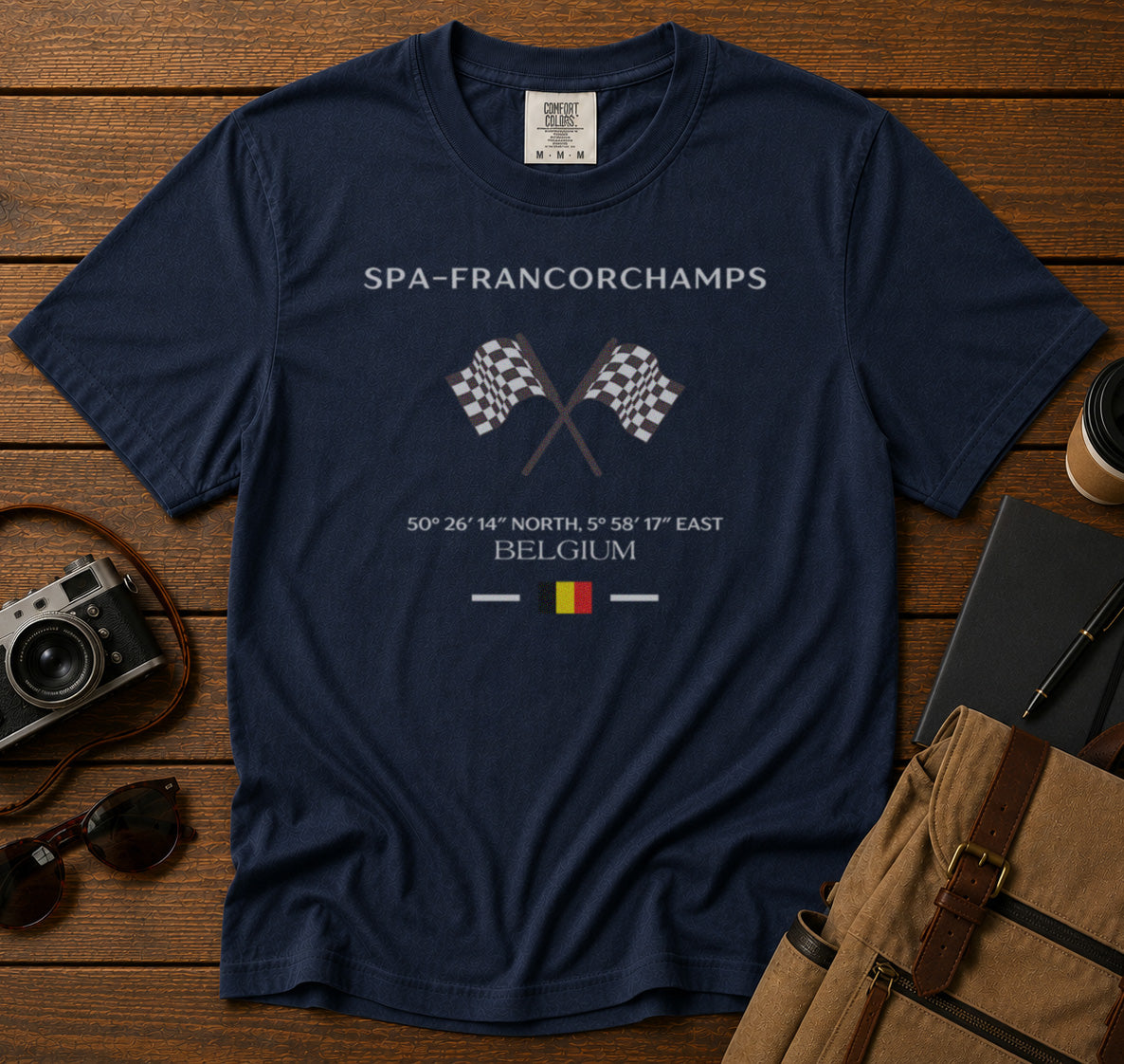 Spa-Francorchamps Circuit Motorsport T-Shirt in Navy - roamstride graphic tee