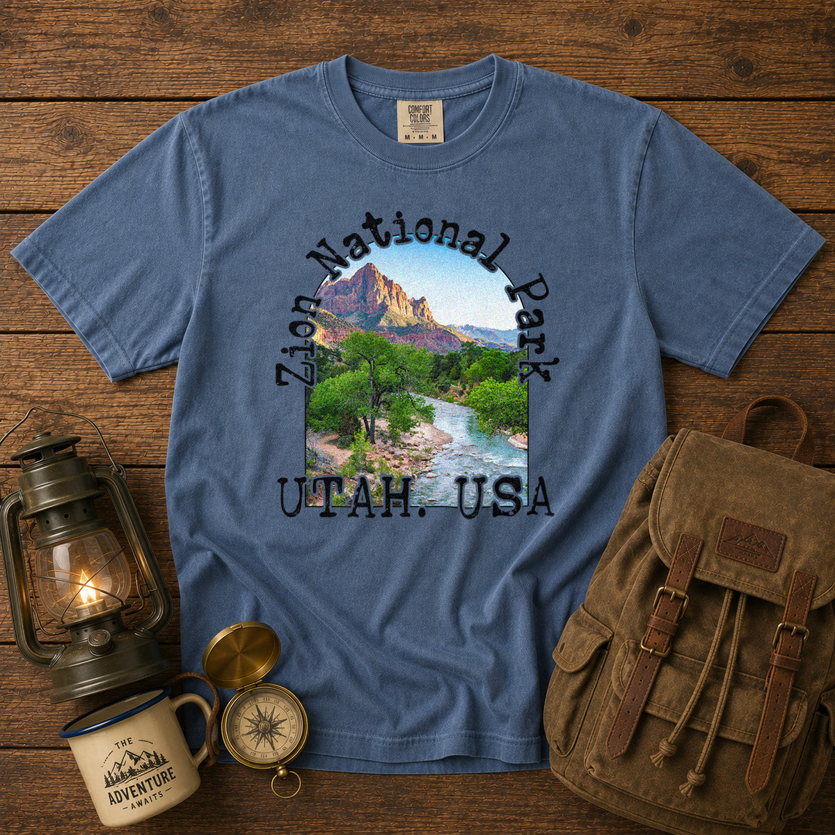 Zion National Park T-Shirt in Blue Jean - roamstride graphic tee