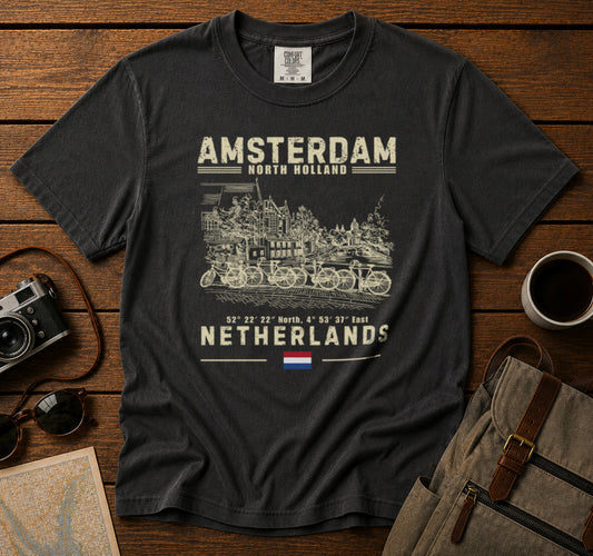 Amsterdam T-Shirt in Pepper - roamstride graphic tee