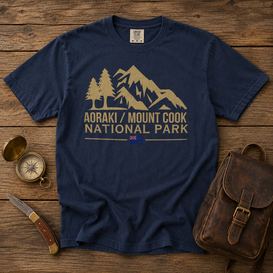 Aoraki Mount Cook National Park T-Shirt in Navy - roamstride graphic tee