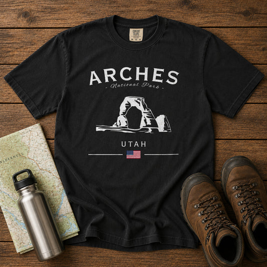 Arches National Park T-Shirt in Black - roamstride graphic tee