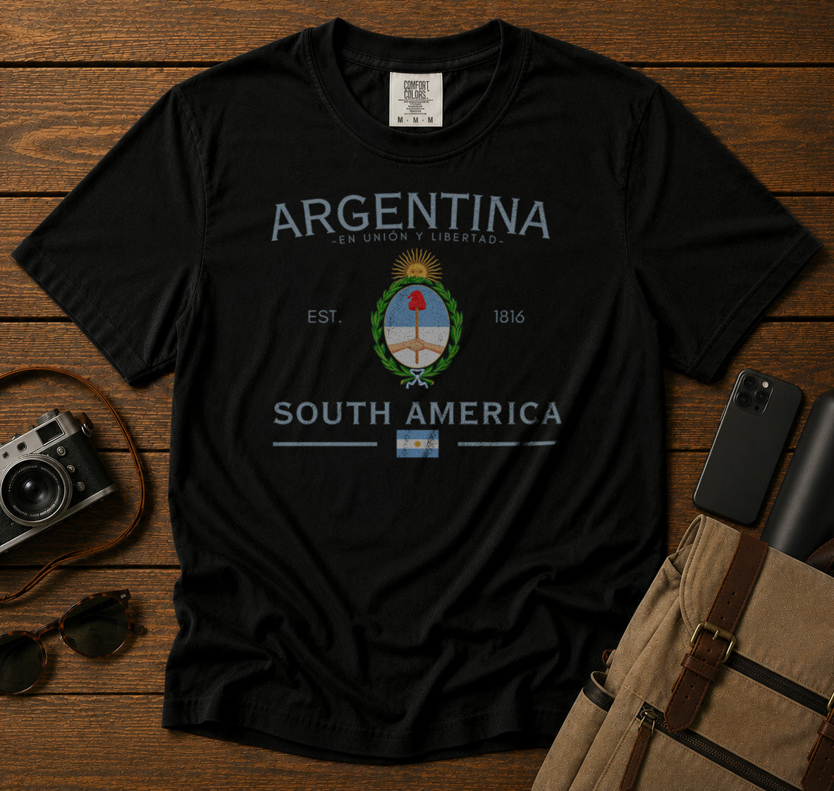 Argentina T-Shirt in Black - roamstride graphic tee