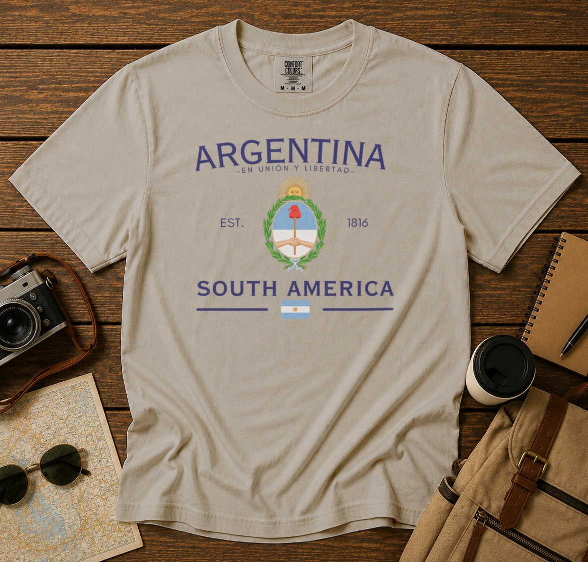 Argentina T-Shirt in Ivory - roamstride graphic tee