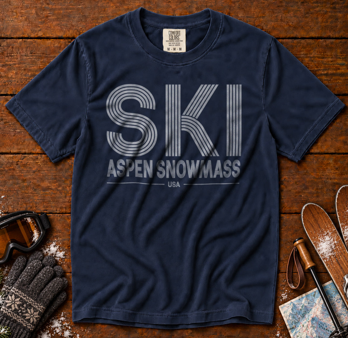 Aspen Snowmass Ski Resort T-Shirt in Navy - roamstride graphic tee