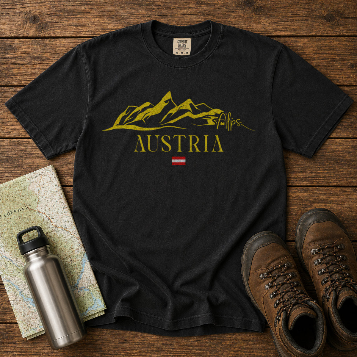 Austrian Alps T-Shirt in Black - roamstride graphic tee