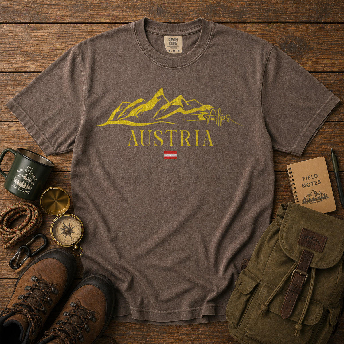 Austrian Alps T-Shirt in Espresso - roamstride graphic tee