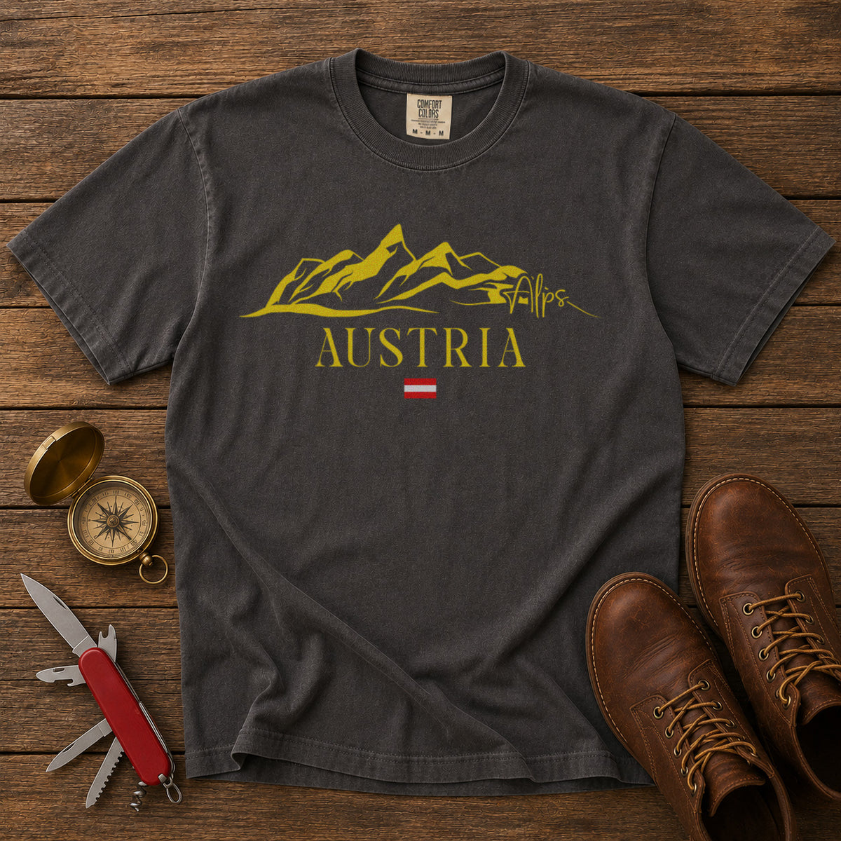 Austrian Alps T-Shirt in Pepper - roamstride graphic tee