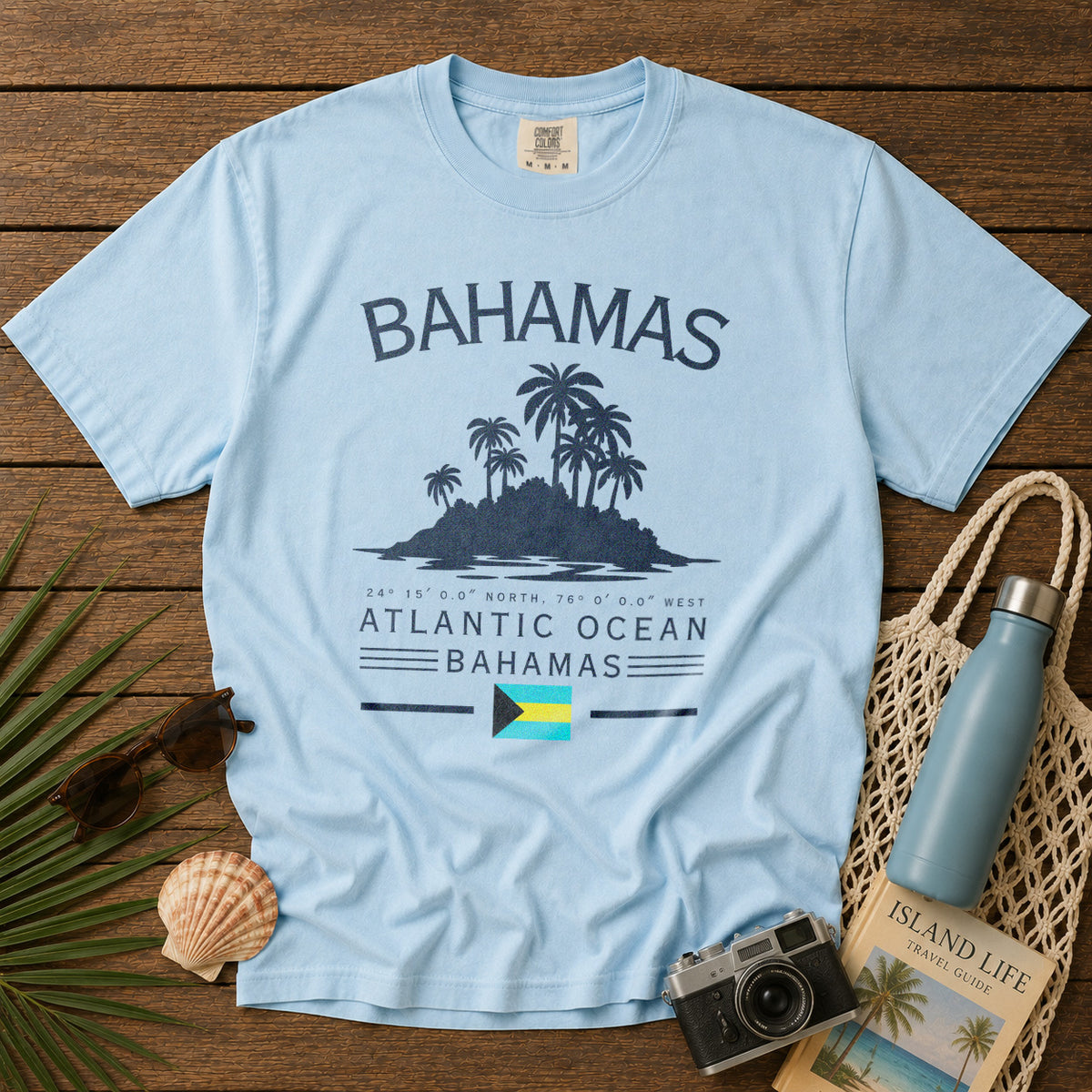 Bahamas T-Shirt in Chambray - roamstride graphic tee