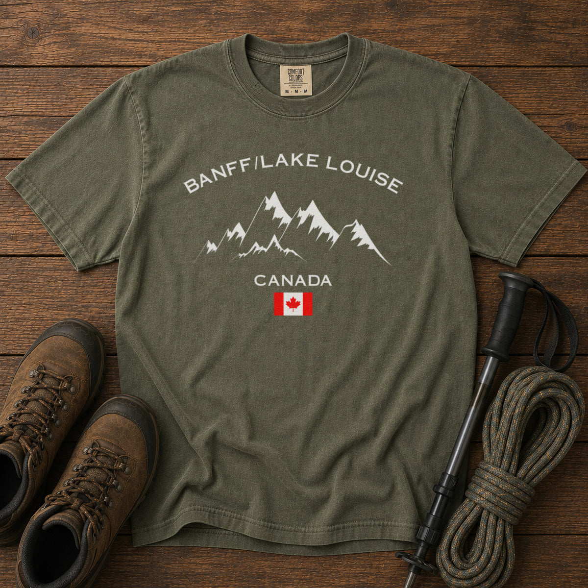 Banff Lake Louise T-Shirt in Moss - roamstride graphic tee