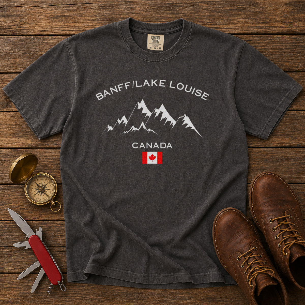 Banff Lake Louise T-Shirt in Pepper - roamstride graphic tee