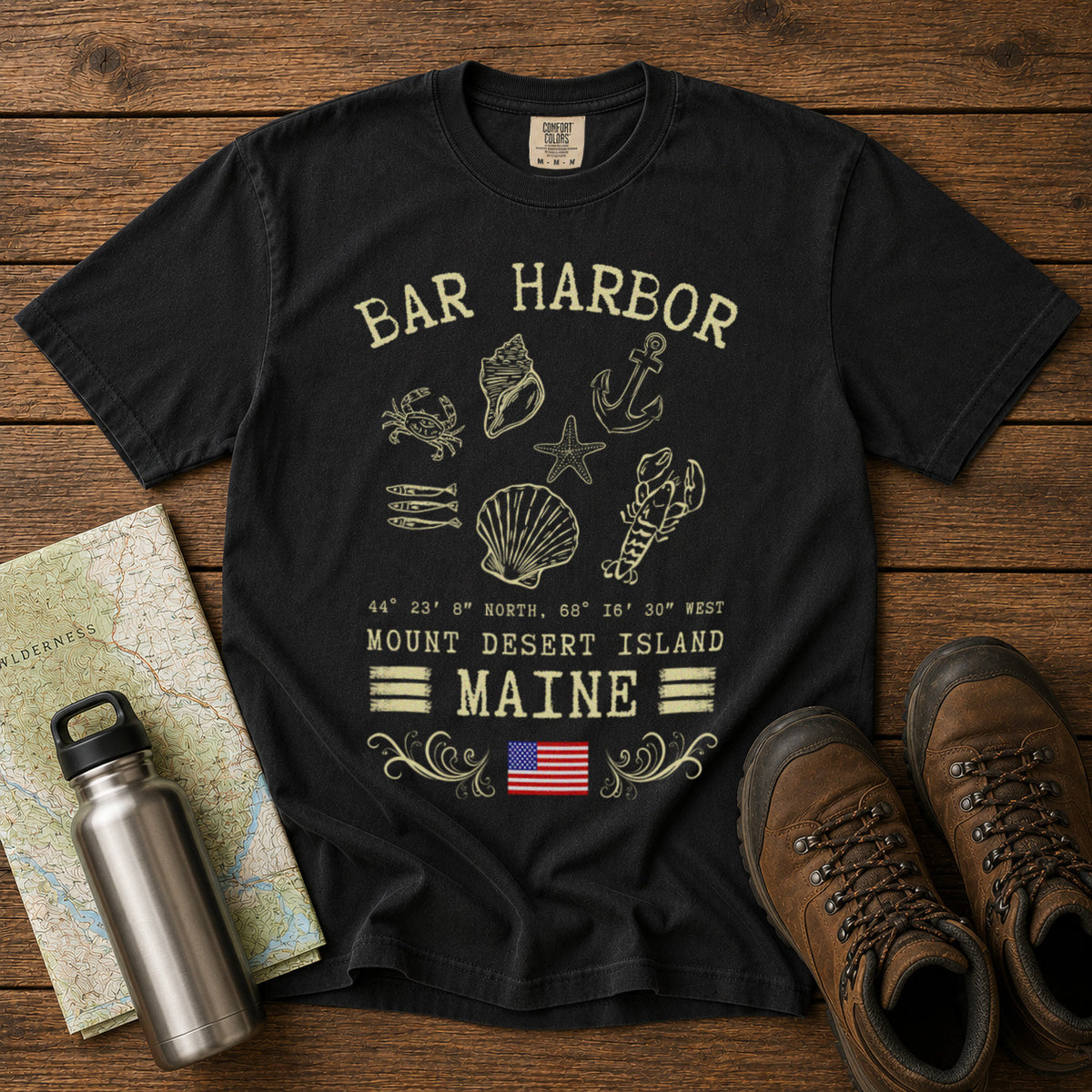 Bar Harbor T-Shirt in Black - roamstride graphic tee
