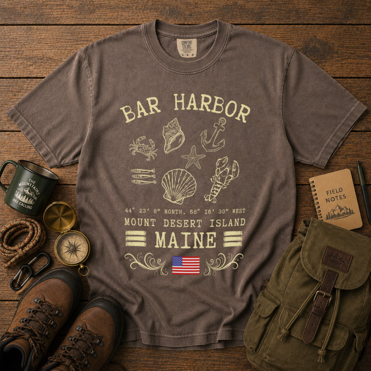 Bar Harbor T-Shirt in Espresso - roamstride graphic tee