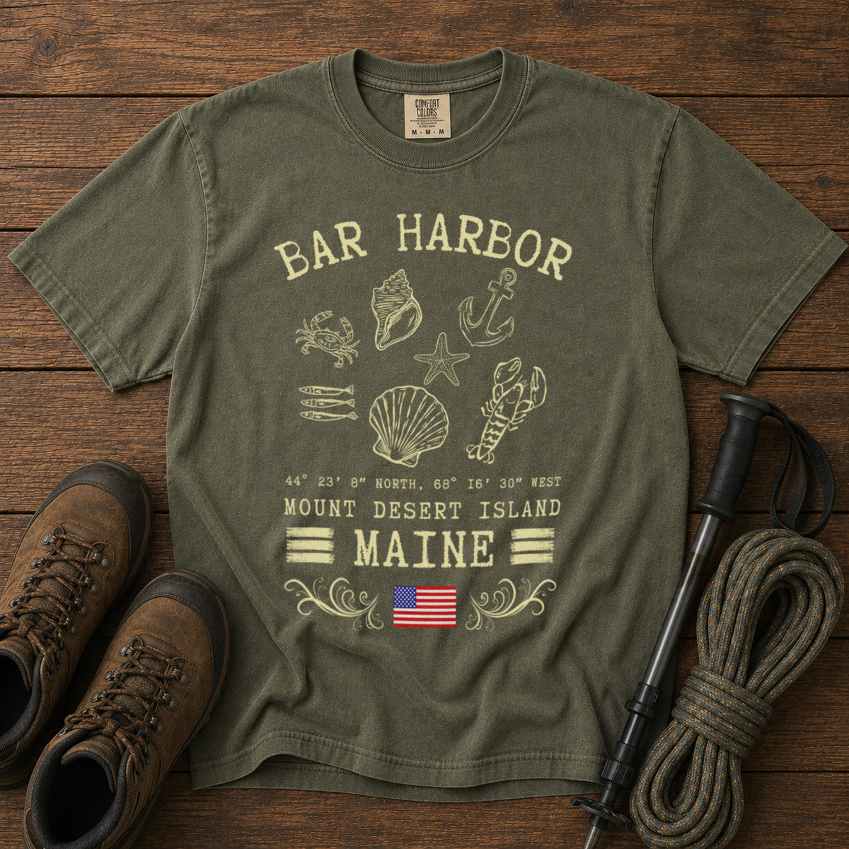 Bar Harbor T-Shirt in Moss - roamstride graphic tee