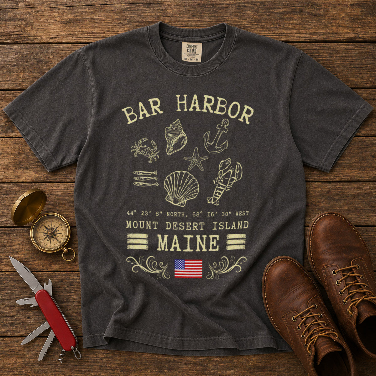 Bar Harbor T-Shirt in Pepper - roamstride graphic tee