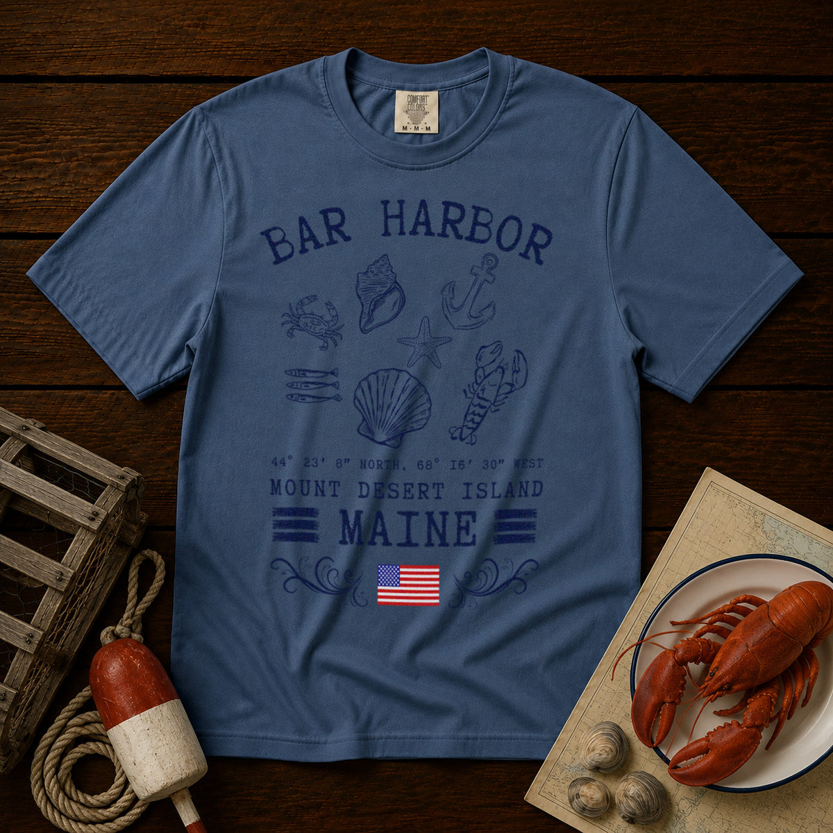 Bar Harbor T-Shirt in Blue Jean - roamstride graphic tee