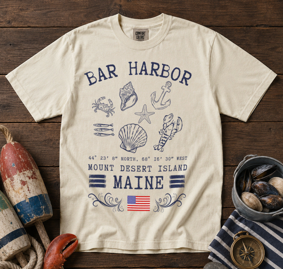 Bar Harbor T-Shirt in Ivory - roamstride graphic tee