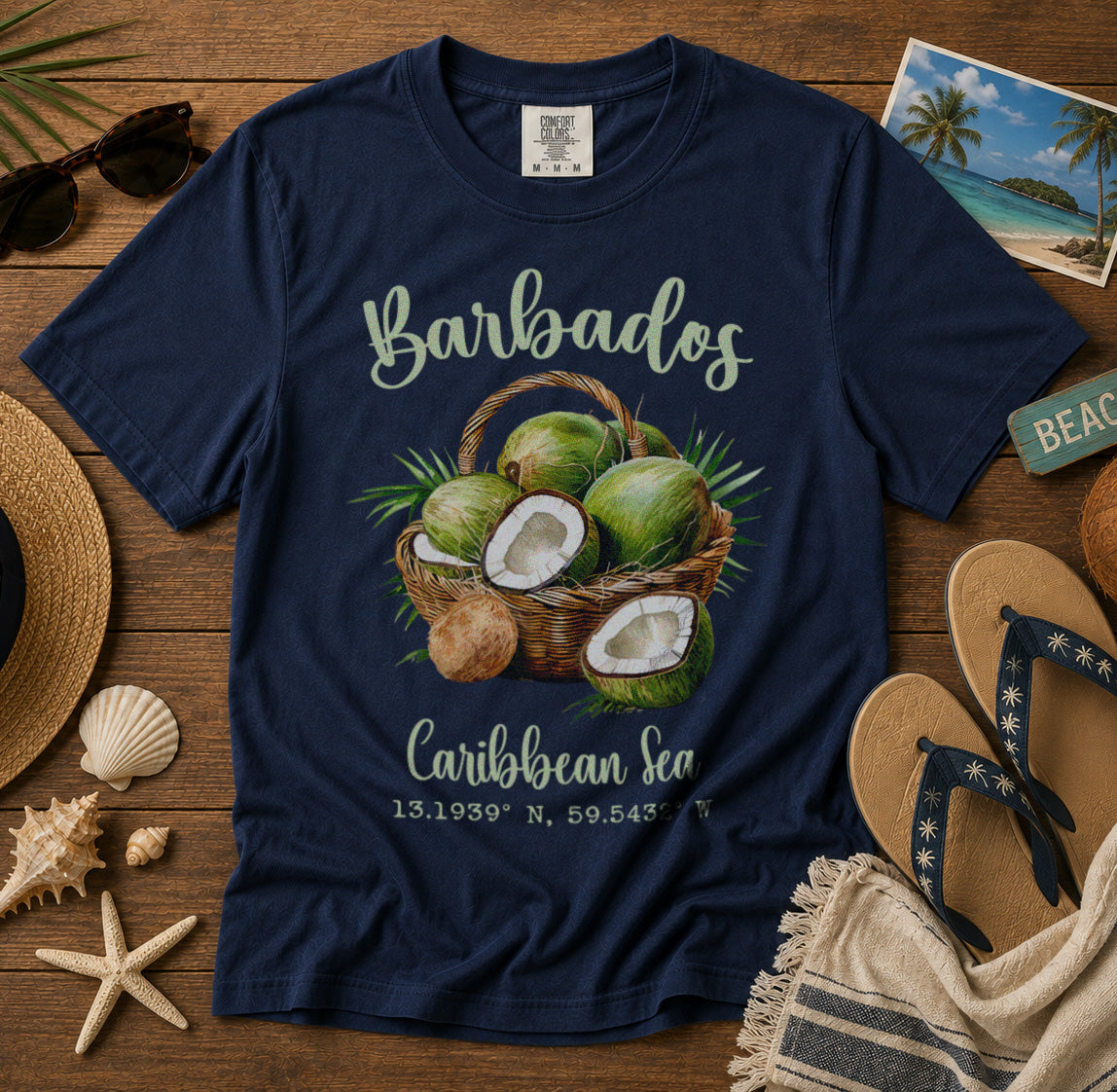 Barbados T-Shirt in Navy - roamstride graphic tee