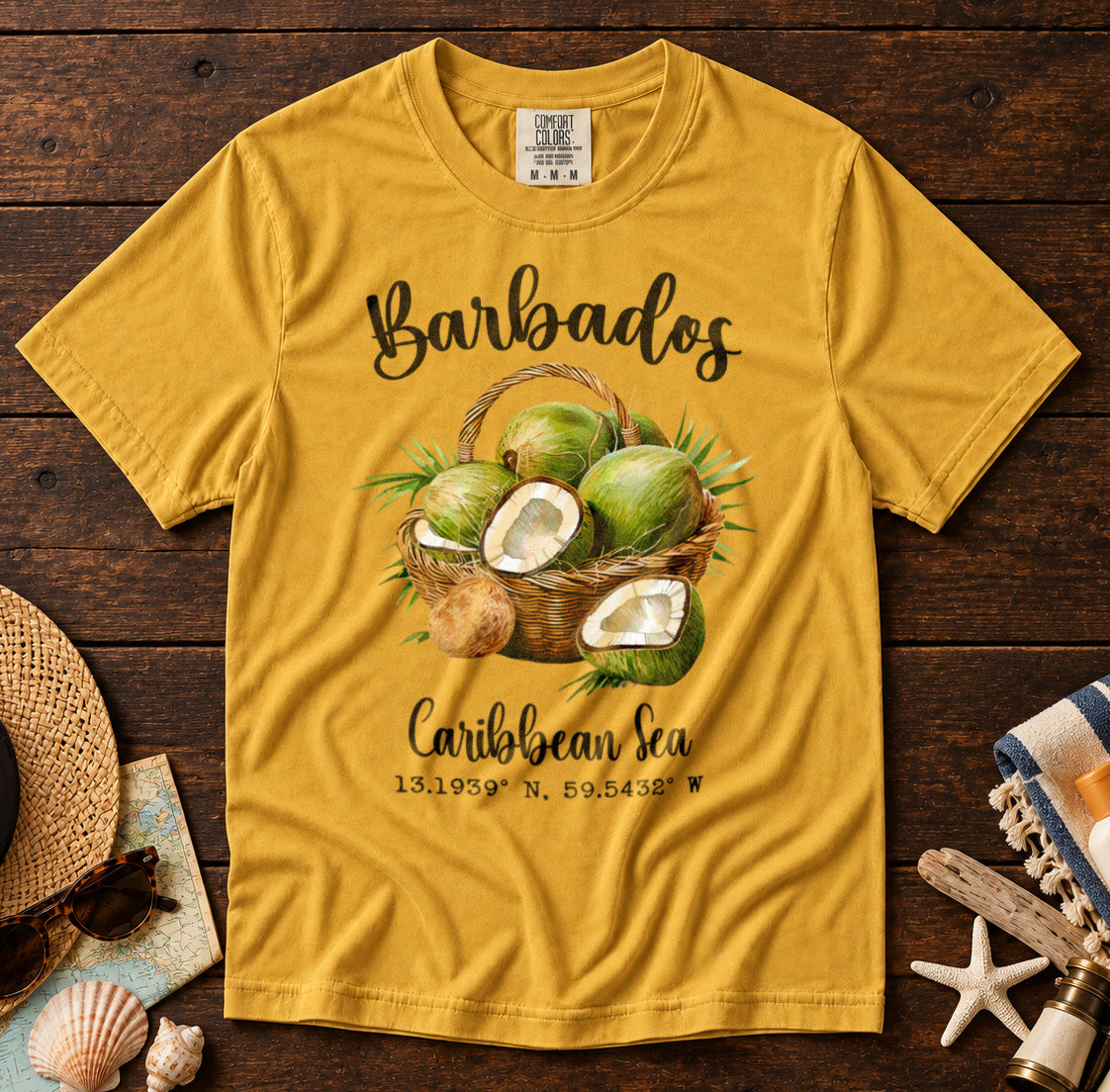 Barbados T-Shirt in Mustard - roamstride graphic tee