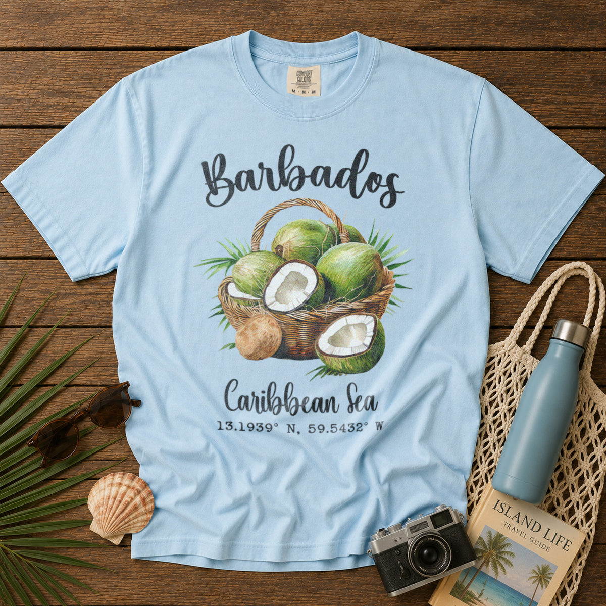 Barbados T-Shirt in Chambray - roamstride graphic tee