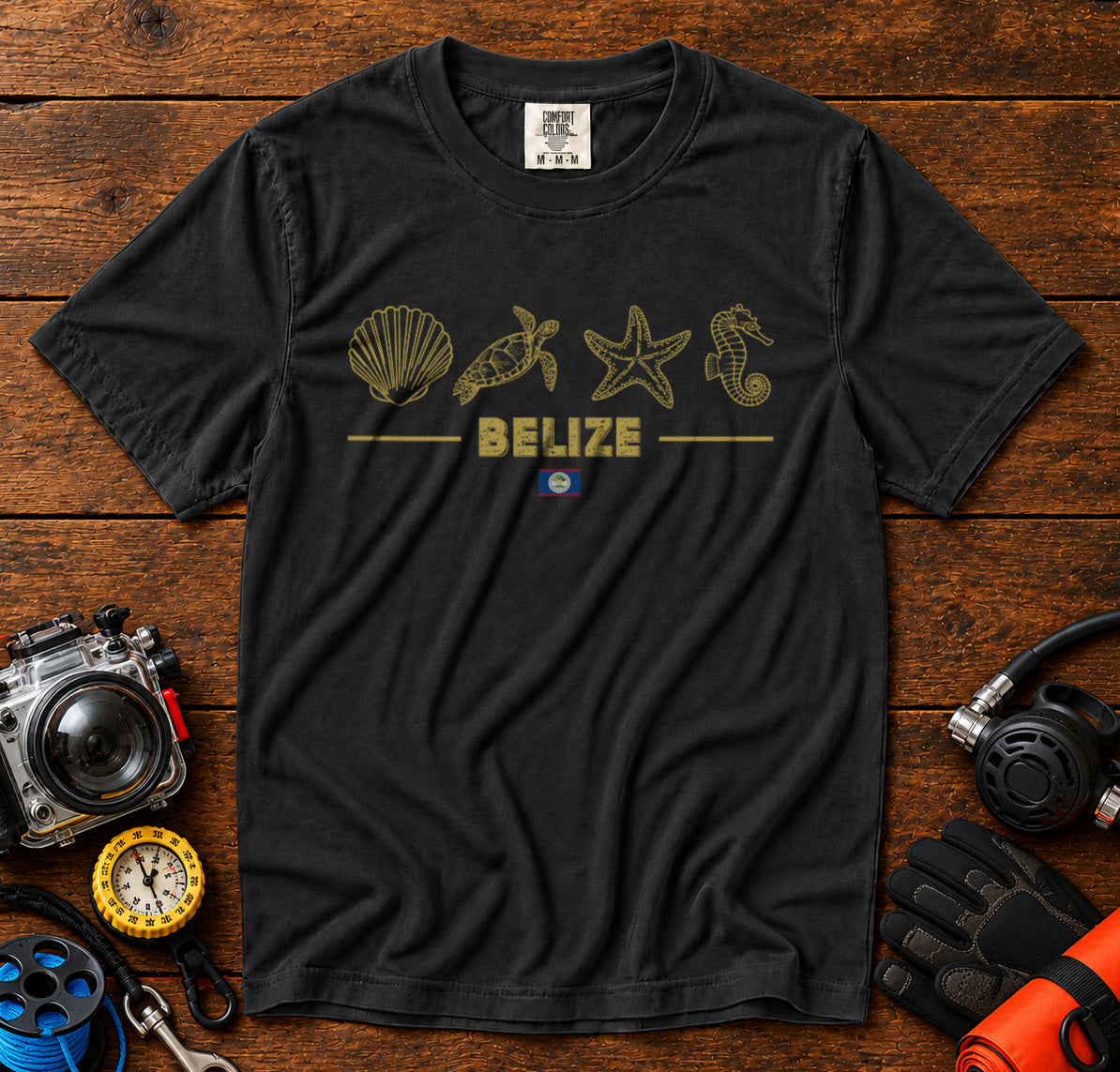 Belize Ocean Life T-Shirt in Black - roamstride graphic tee