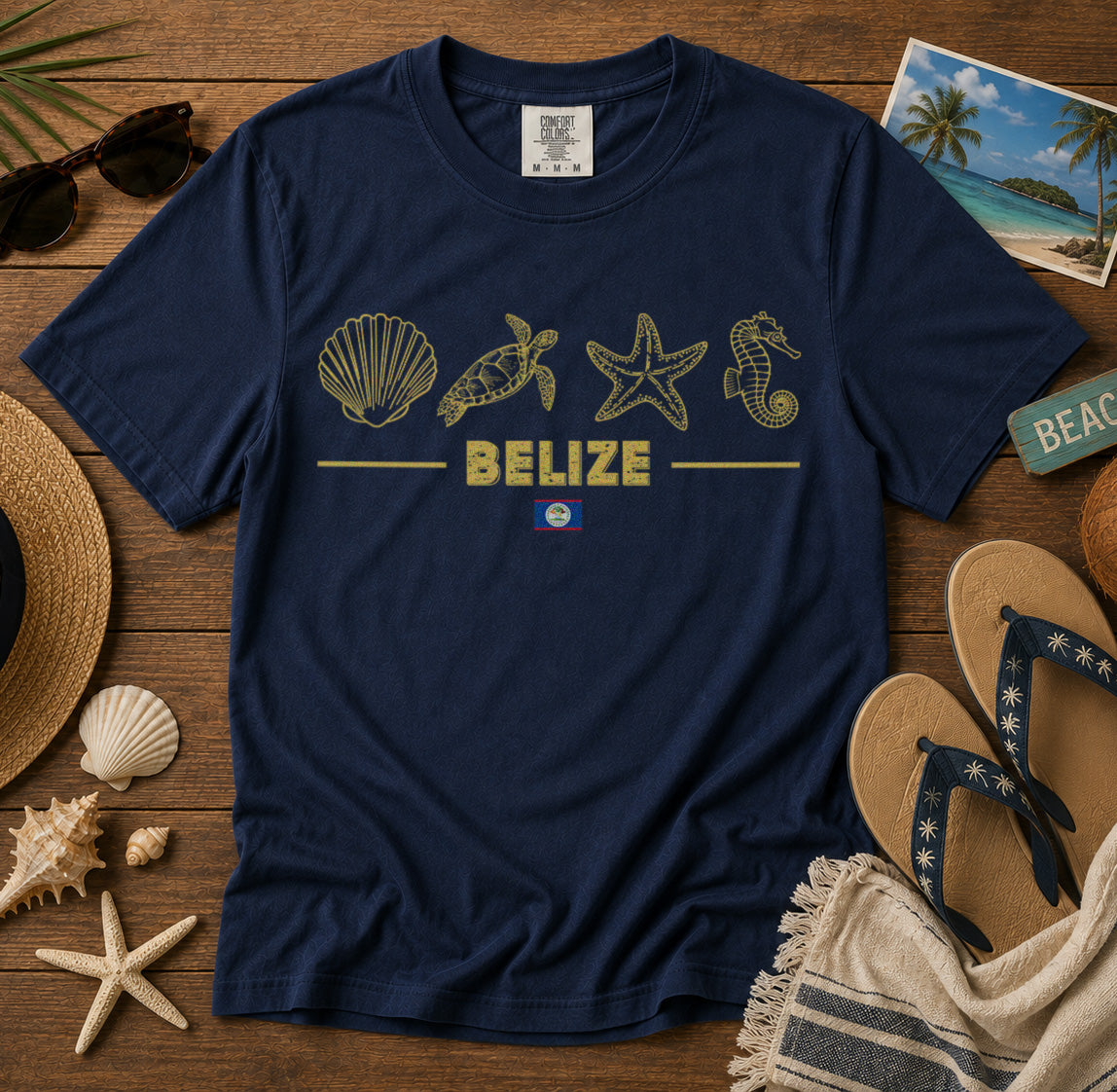 Belize Ocean Life T-Shirt in Navy - roamstride graphic tee