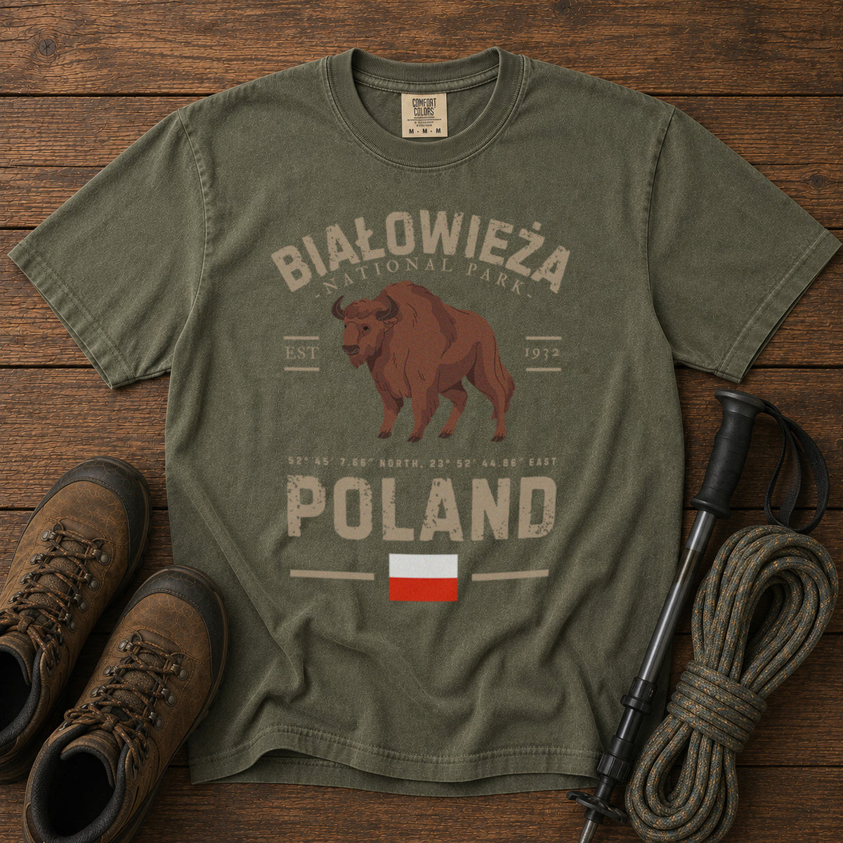 Białowieża National Park T-Shirt in Moss - roamstride graphic tee