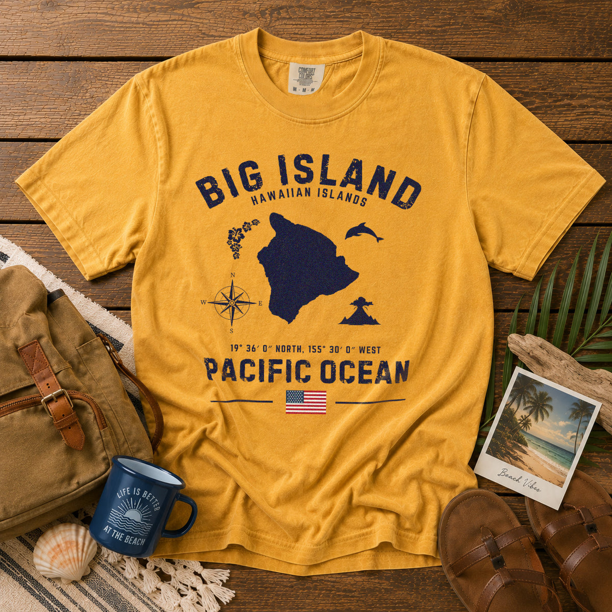 Big Island T-Shirt in Mustard - roamstride graphic tee