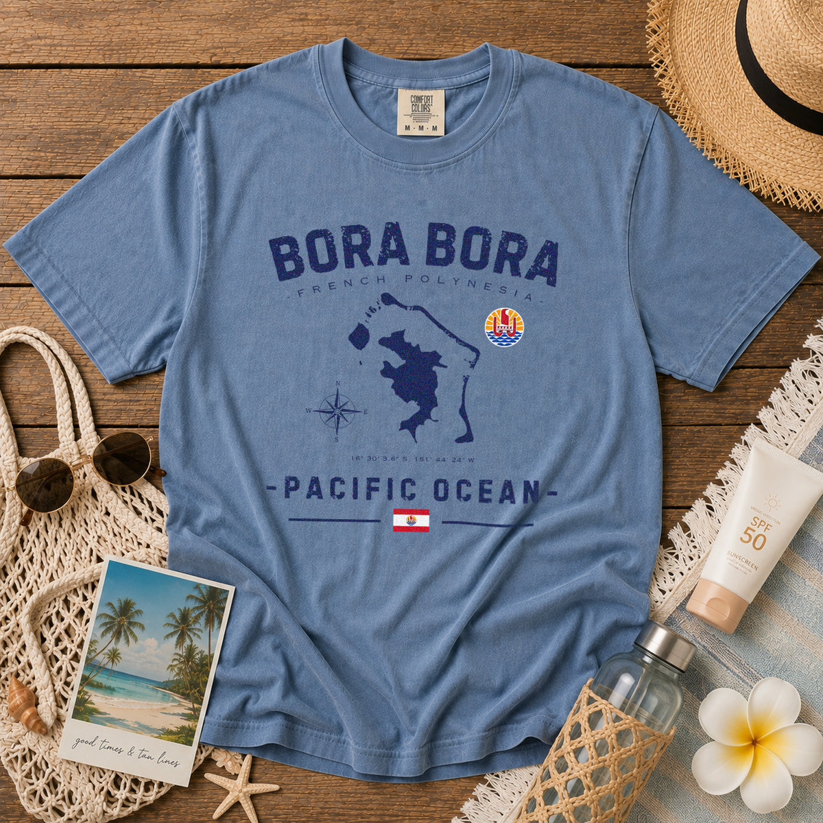 Bora Bora T-Shirt in Blue Jean - roamstride graphic tee