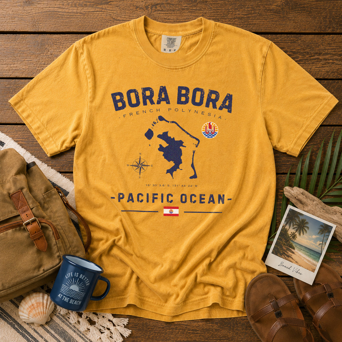 Bora Bora T-Shirt in Mustard - roamstride graphic tee