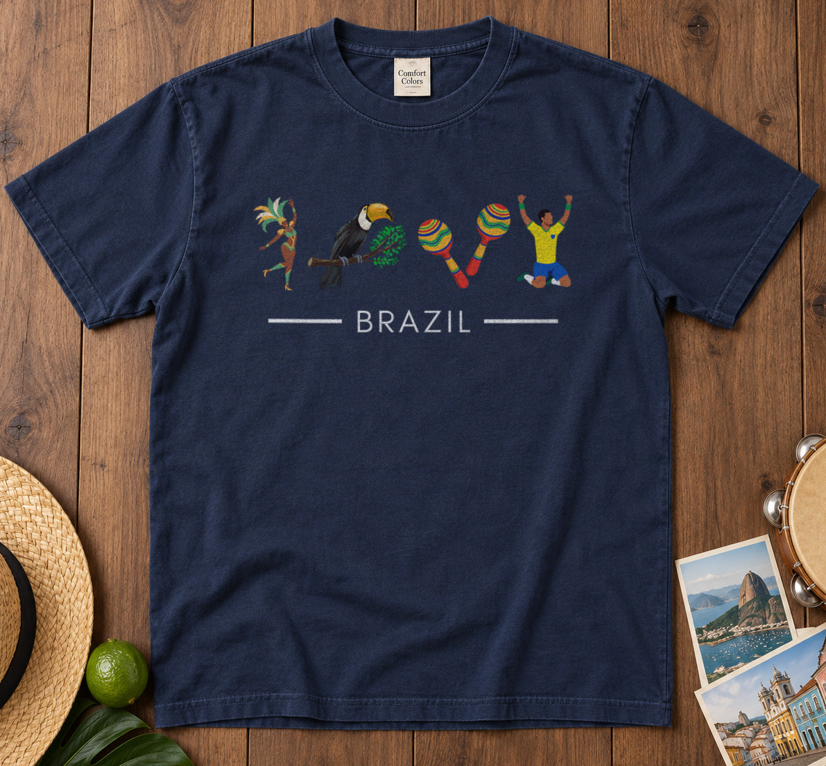 Brazil Carnival Toucan T-Shirt in Navy - roamstride graphic tee