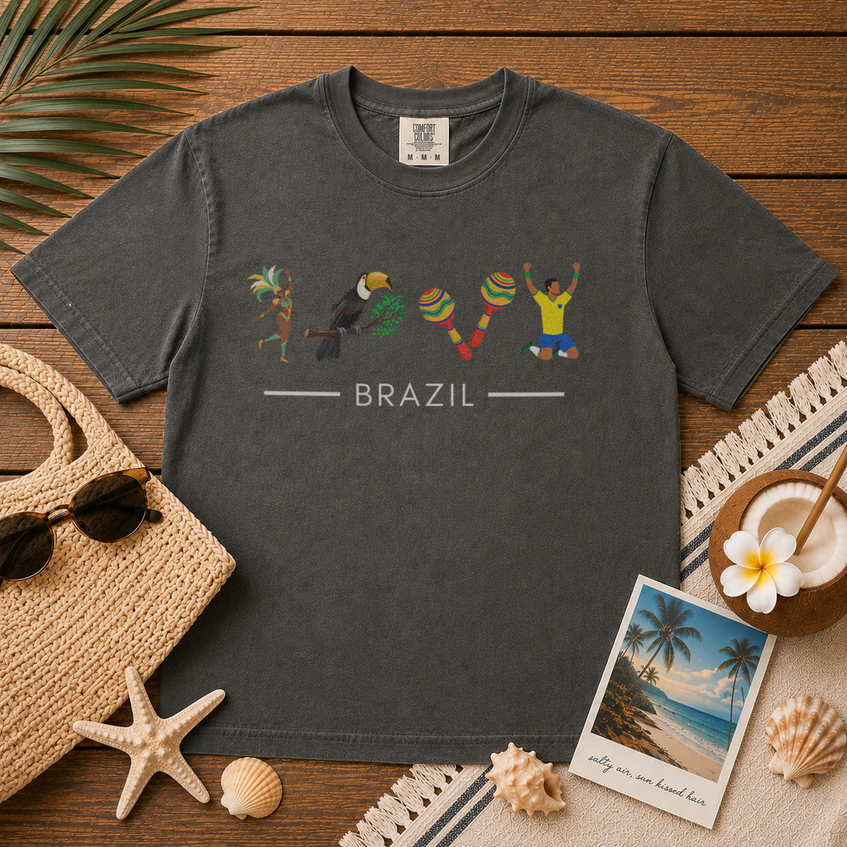 Brazil Carnival Toucan T-Shirt in Pepper - roamstride graphic tee