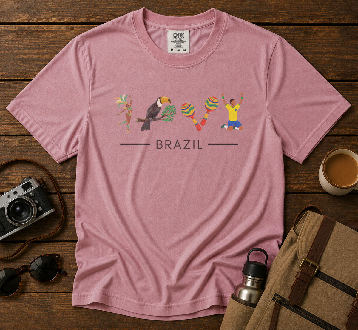 Brazil Carnival Toucan T-Shirt in Blossom - roamstride graphic tee