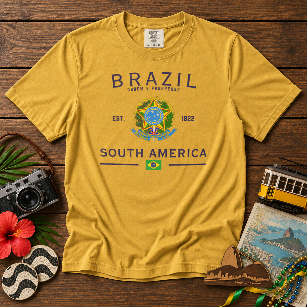 Brazil T-Shirt in Mustard - roamstride graphic tee